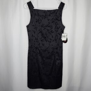 Y2K My Michelle Dress‎ Black Square Sparkle Floral Stretch Sleeveless Midi 13/14